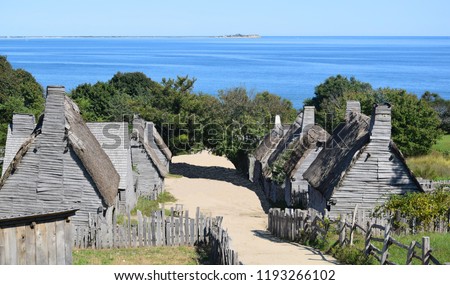 Plimoth Plantation Plymouth Massachusetts English Colonists Become Pilgrims Royalty-Free Stock Photo #1193266102