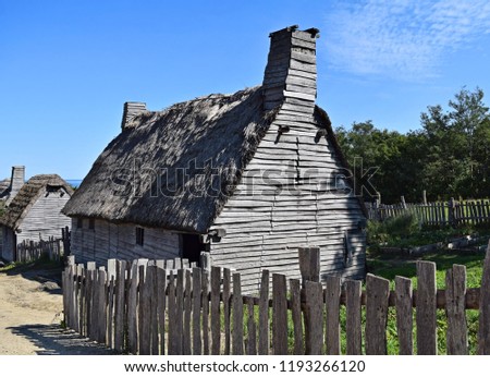 Plimoth Plantation Plymouth Massachusetts English Colonists Become Pilgrims Royalty-Free Stock Photo #1193266120