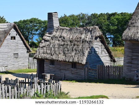 Plimoth Plantation Plymouth Massachusetts English Colonists Become Pilgrims Royalty-Free Stock Photo #1193266132