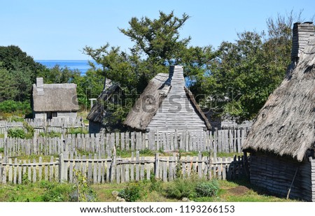 Plimoth Plantation Plymouth Massachusetts English Colonists Become Pilgrims Royalty-Free Stock Photo #1193266153