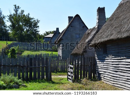 Plimoth Plantation Plymouth Massachusetts English Colonists Become Pilgrims Royalty-Free Stock Photo #1193266183