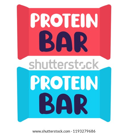 Protein bar. Hand drawn icons. Vector illustration on white background.