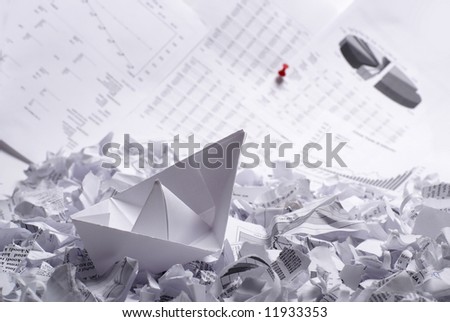 Business concept of paper boat and documents