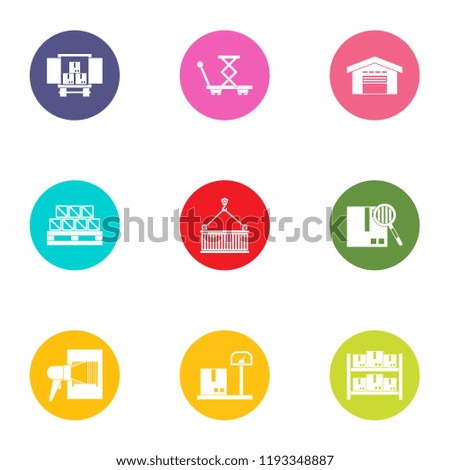 Shipment of goods icons set. Flat set of 9 shipment of goods vector icons for web isolated on white background