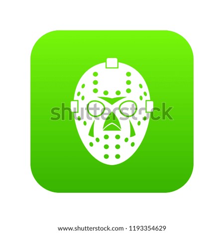Goalkeeper mask icon digital green for any design isolated on white vector illustration