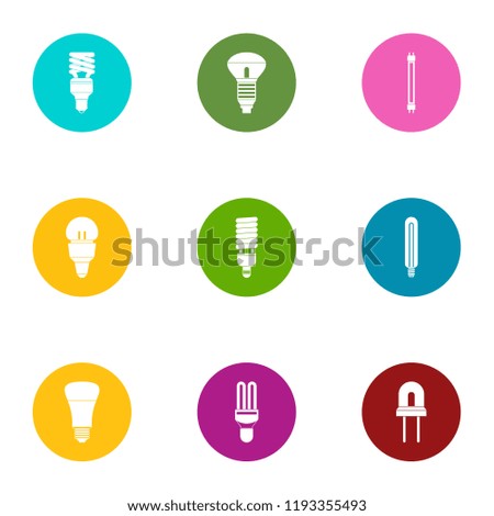 Artificial light icons set. Flat set of 9 artificial light vector icons for web isolated on white background