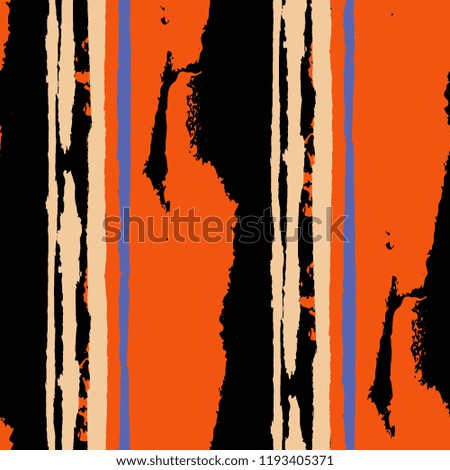Seamless Grunge Stripes. Painted Lines. Texture with Vertical Brush Strokes. Scribbled Grunge Pattern for Linen, Fabric, Wallpaper. Rustic Vector Background with Stripes