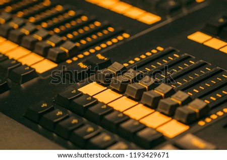Digital mixing console for recording studios, public address systems, sound reinforcement systems, nightclubs, broadcasting, television, and film post-production close-up