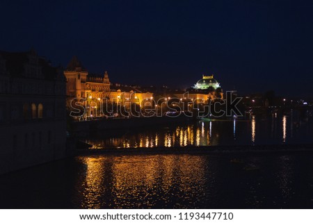 Night view of the National Theatre in Prague Czech Republic