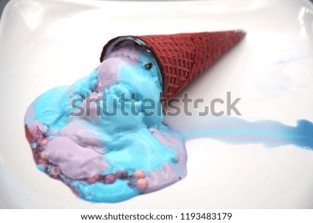 Melted ice cream, close up.