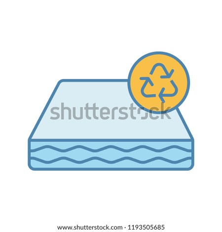 Ecological mattress recycling color icon. Recyclable and reusable eco friendly mattress. Isolated vector illustration