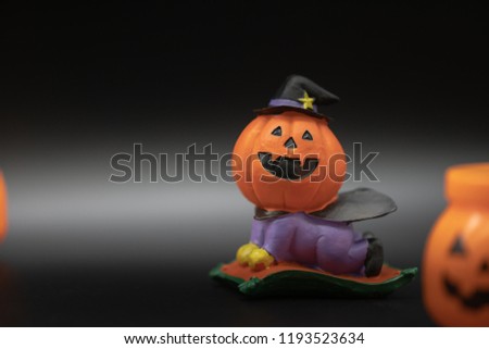 Halloween characters and decorations with copy space using as background night and party halloween holiday concept.