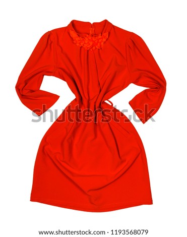 Red dress with long sleeves on a white background