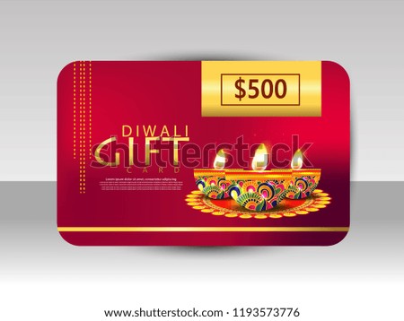 creative Festival Gift card for Diwali celebration with stylish lit lamp on floral decorated background.