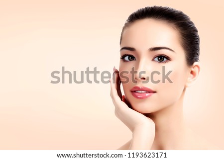 Pretty woman with clean and fresh skin. Beautiful girl portrait