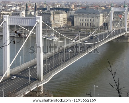 The elegant Elizabeth Bridge over river Danube in Budapest, Hungary