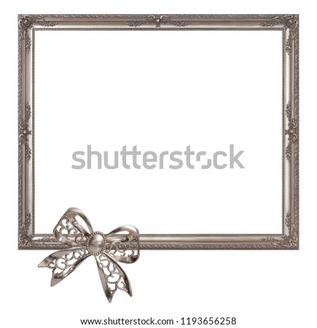 Silver frame with Christmas decor isolated on a white background