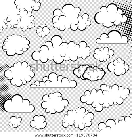 Vector clouds collection. Speech bubble. Cartoon book.
