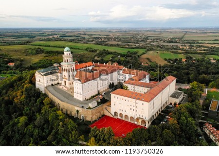 Aerial photo of Pannonhalma Archabbey in Hungary