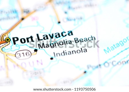 Magnolia Beach. Texas. USA on a map