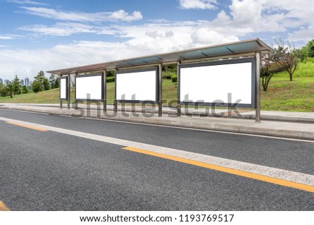 City bus stop blank billboard