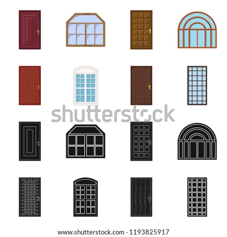 Isolated object of door and front symbol. Collection of door and wooden stock vector illustration.