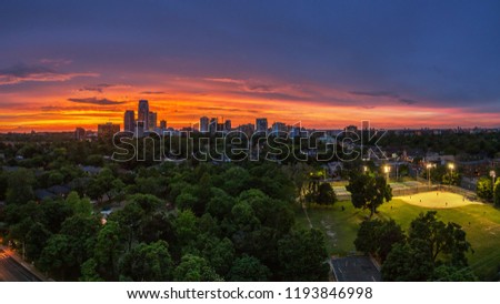 A panorama of a sunset from my balcony at Davisville, Toronto