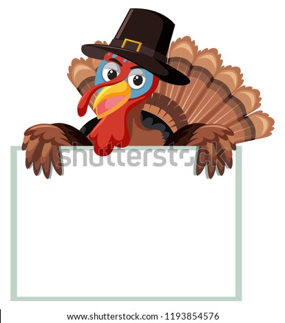 A turkey with blank banner illustration
