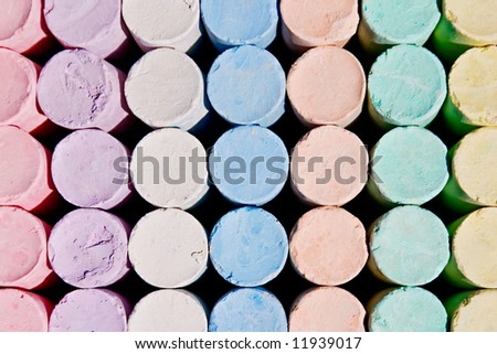 colored chalk lined up in rows