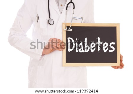 Doctor with sign - Diabetes / Diabetes