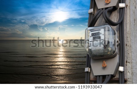 electric meters  sea background.