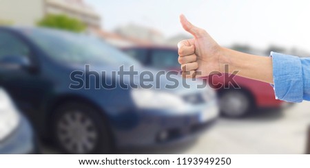 buy car, hand with gesture of guarantee and satisfaction