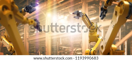 heavy automation robot arm machine in smart factory industrial,Industry 4.0 concept image.  Royalty-Free Stock Photo #1193990683