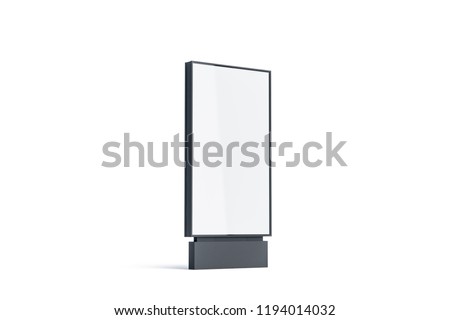 Blank white pylon mockup, side view, isolated, 3d rendering. Empty advertising billboard mock up. Clear outdoor poster template. Commercial outside baner for ad.