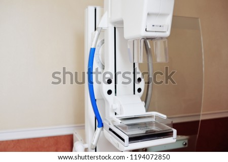 Mammograph-x-ray machine for breast examination.