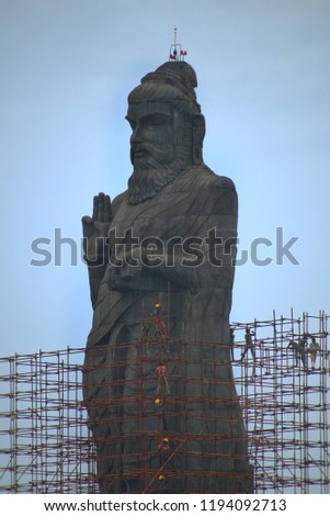 Statue of ancient poet and philosopher Thiruvalluvar at Kanyakumari, India
