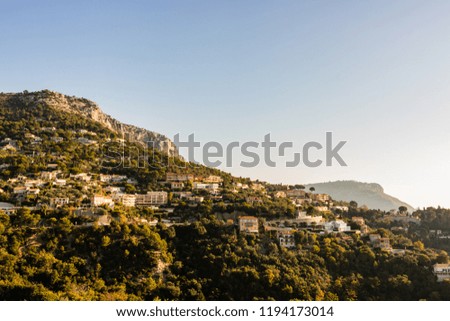 Panoramic view of the Mediterranean Coast from Eze VIllage. 