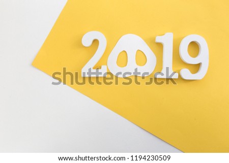 Chinese Zodiac Sign Year of Pig, Yellow paper cut pig,Happy New Year 2019 year.