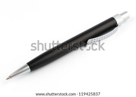 black ballpoint pen on a white background Royalty-Free Stock Photo #119425837