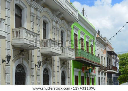 Historic building on Calle de San Jose between Calle de la Fortaleza and Calle de Tetuan in Old San Juan, Puerto Rico.