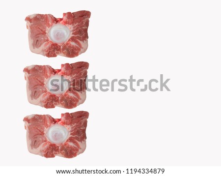 Fresh and Raw Oxtails with copyspace - White background