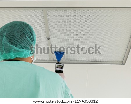 Soft focus to Scan air leak test of HEPA Filter - Supply air in Cleanrooms Royalty-Free Stock Photo #1194338812