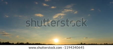 Panorama sunset sky