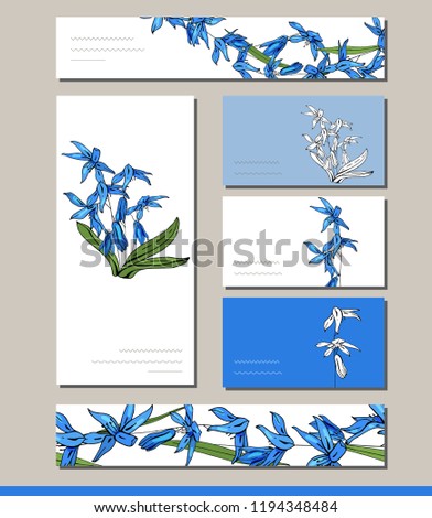 Scilla set with visit cards and greeting templates
