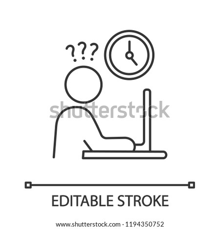 Work rush linear icon. Occupational stress. Thin line illustration. Lack of time. Overwork. Behavioral stress symptoms. Contour symbol. Vector isolated outline drawing. Editable stroke