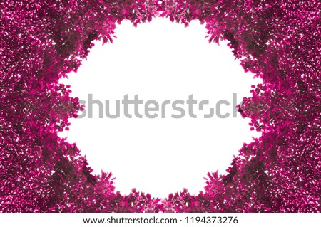 Frame from pinks leafs isolated on white background with space for text,for background