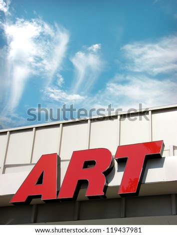 vintage photo of art sign with cloudy sky