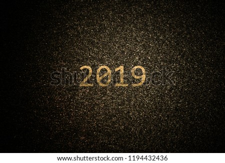 Abstract golden 2019 background with deep space theme.