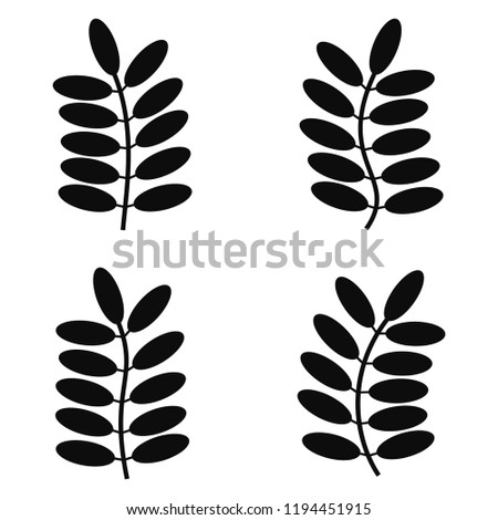 Vector Twigs Icon Set. Silhouettes Isolated On White Background. 