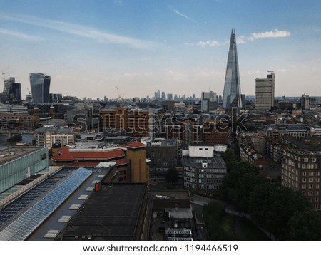 View from Tate Modern, looking onto London, England - featuring The Shard and The Walkie Talkie